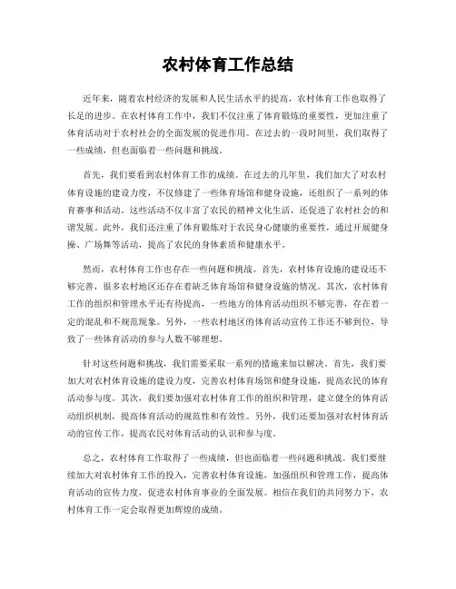 农村体育工作总结