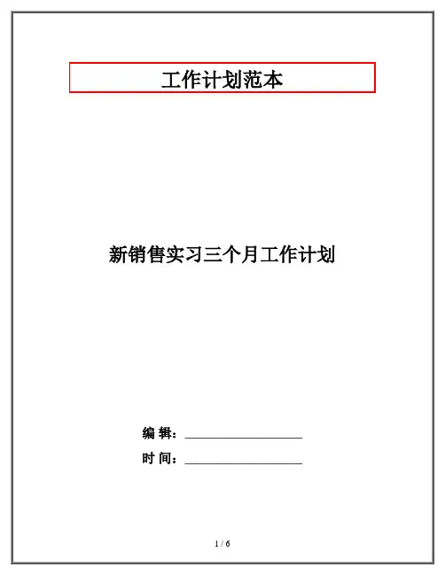 新销售实习三个月工作计划