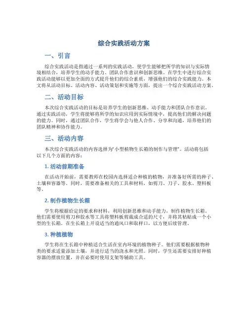 综合实践活动方案