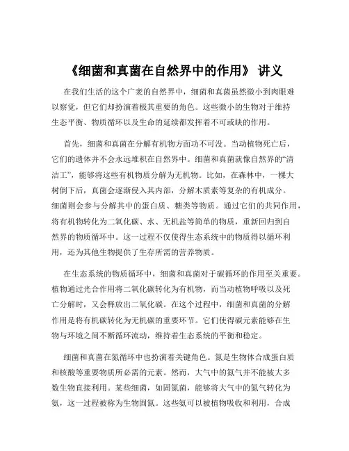 《细菌和真菌在自然界中的作用》 讲义