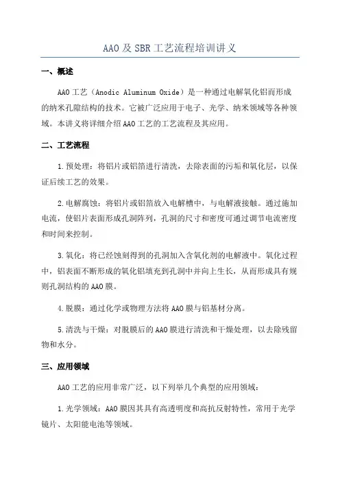 AAO及SBR工艺流程培训讲义