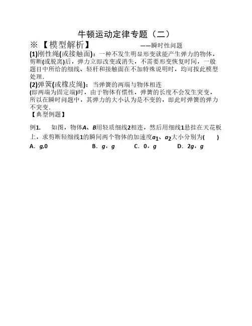 2牛顿第二定律瞬时性问题