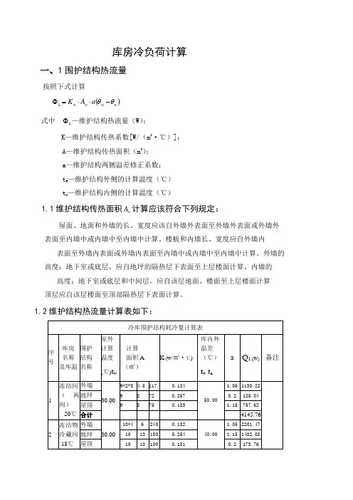 库房冷负荷计算