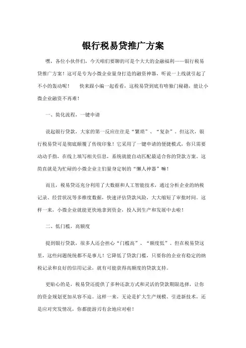【政务民生】银行税易贷推广方案