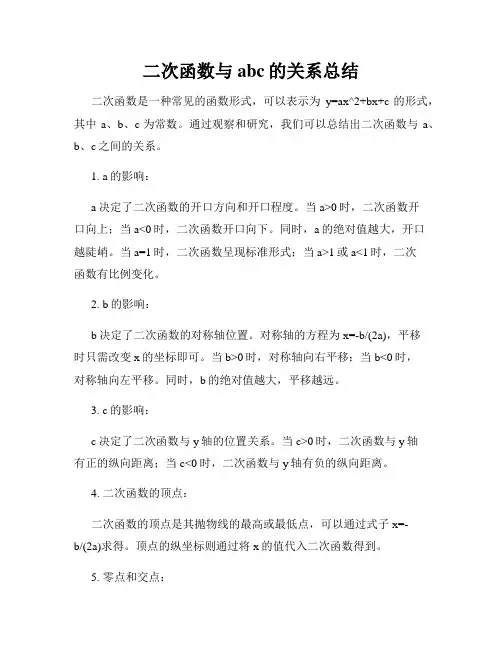 二次函数与abc的关系总结