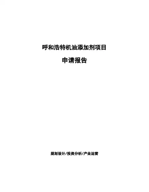 呼和浩特机油添加剂项目申请报告