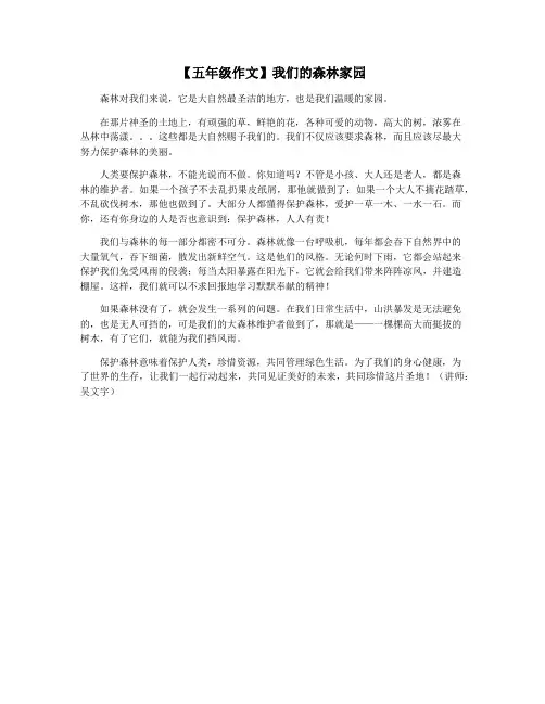 【五年级作文】我们的森林家园