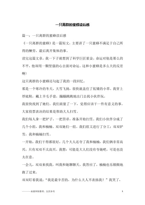 一只离群的蜜蜂读后感