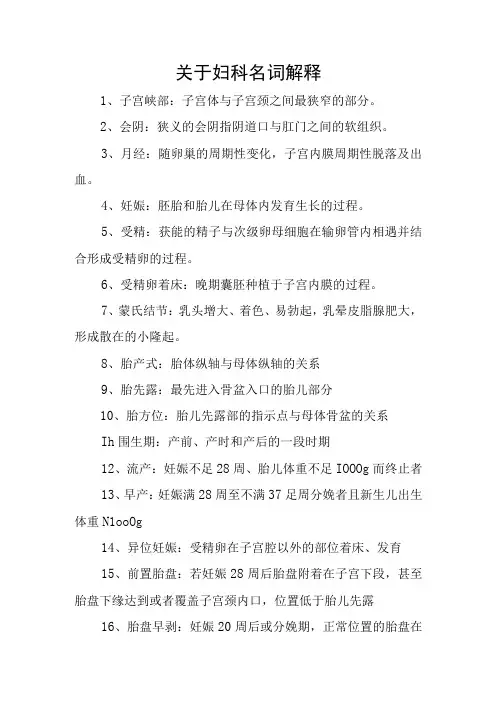 妇科名词解释