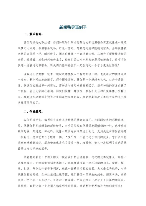 新闻稿导语例子