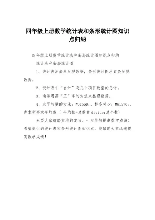 四年级上册数学统计表和条形统计图知识点归纳