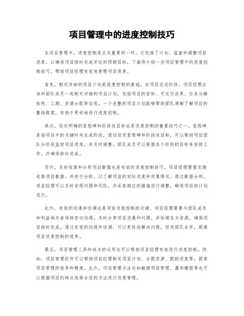 项目管理中的进度控制技巧