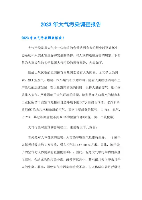 2023年大气污染调查报告