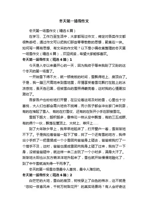 冬天第一场雪作文