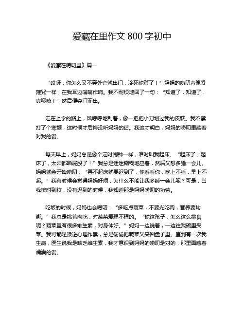 爱藏在里作文800字初中
