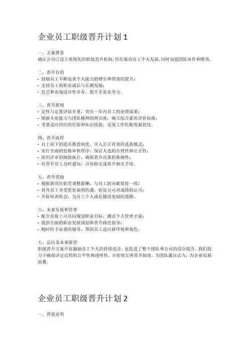 企业员工职级晋升方案
