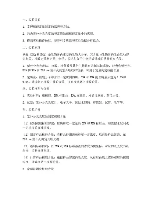 核酸定量测定实验报告