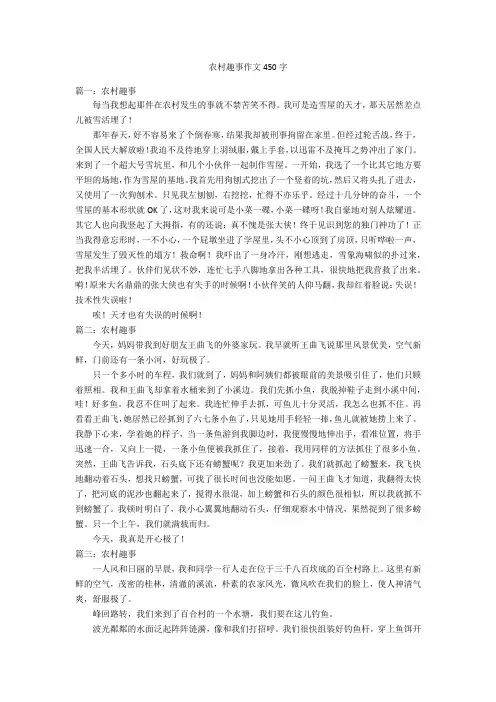 农村趣事作文450字优秀作文