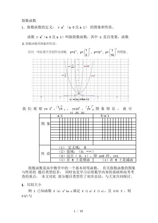 指数函数经典例题(标准答案)
