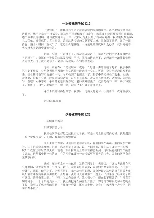 一次特殊的考试作文
