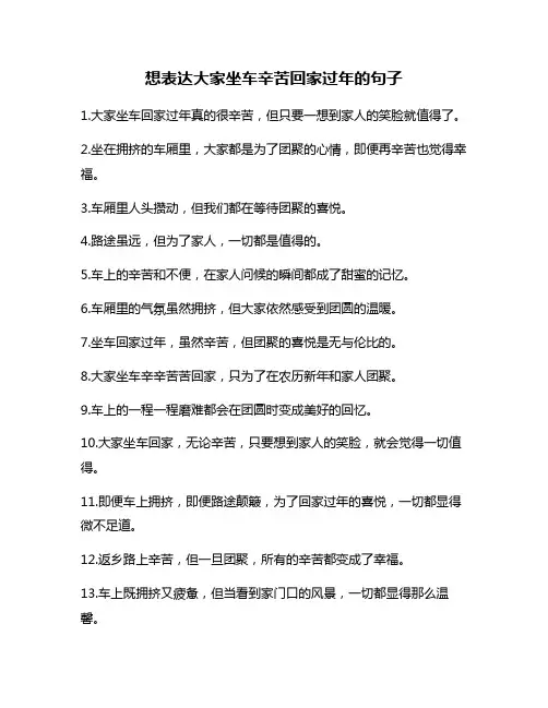 想表达大家坐车辛苦回家过年的句子