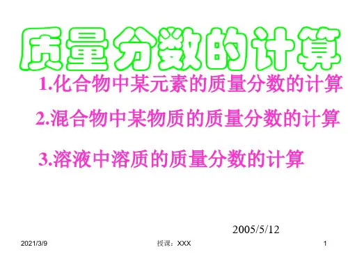 质量分数的计算PPT课件