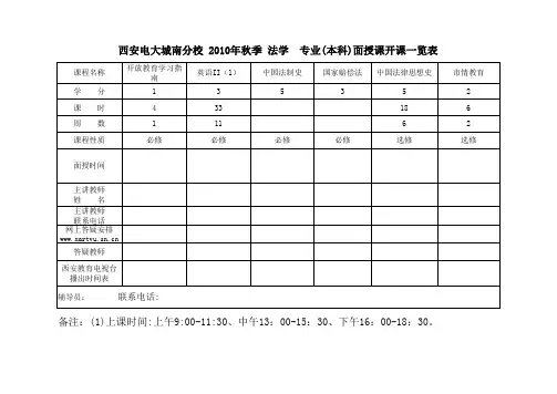 2010秋课表