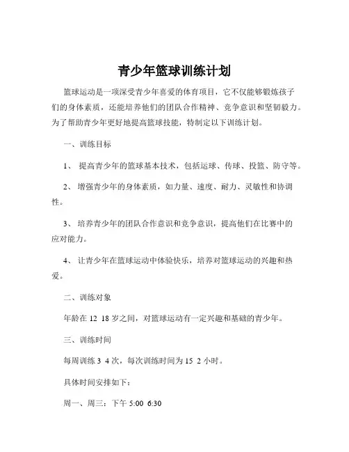 青少年篮球训练计划
