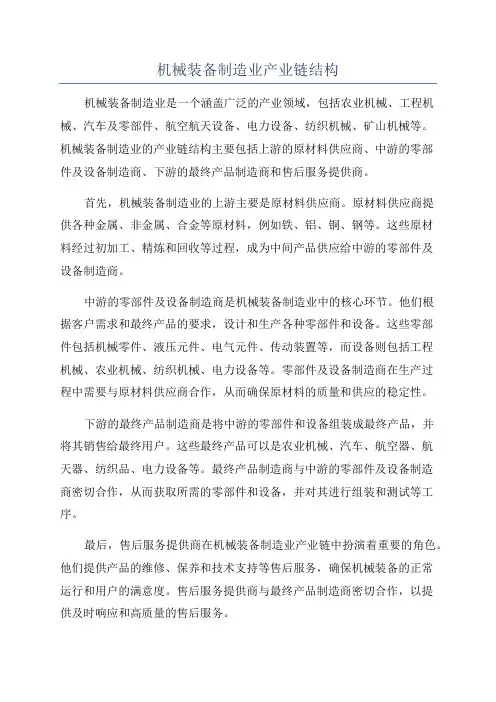 机械装备制造业产业链结构