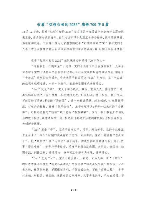 收看“红领巾相约2035”感悟700字5篇