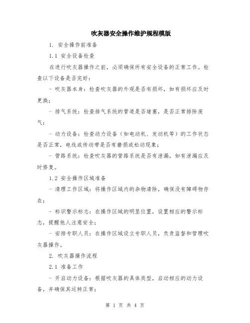 吹灰器安全操作维护规程模版