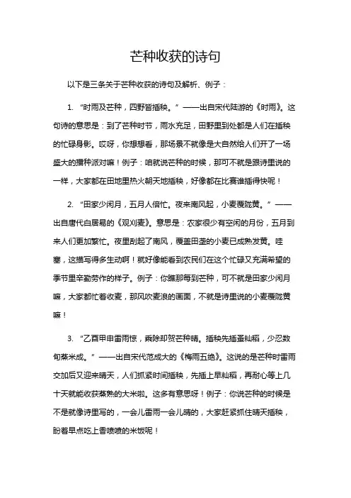 芒种收获的诗句