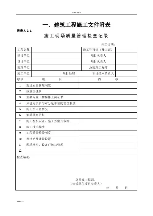 装饰装修资料表格