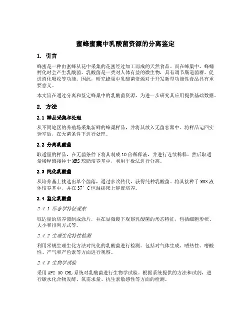 蜜蜂蜜囊中乳酸菌资源的分离鉴定