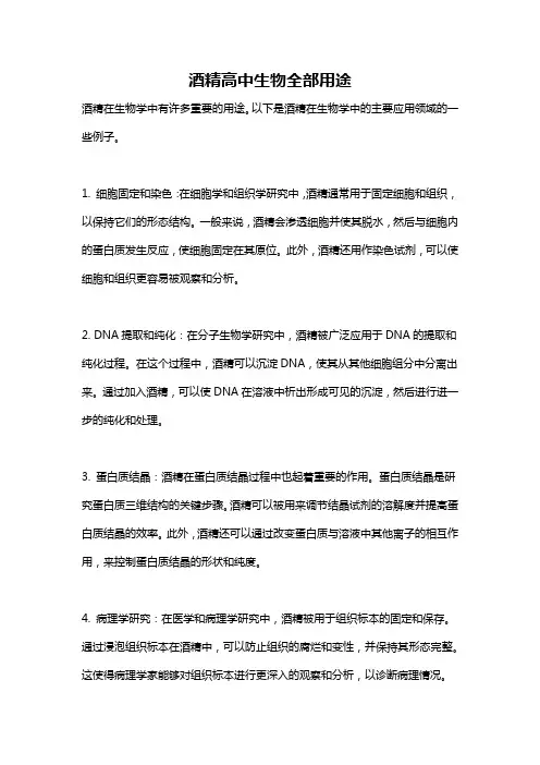 酒精高中生物全部用途