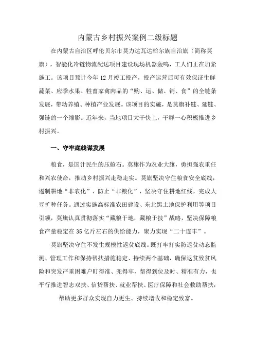内蒙古乡村振兴案例二级标题