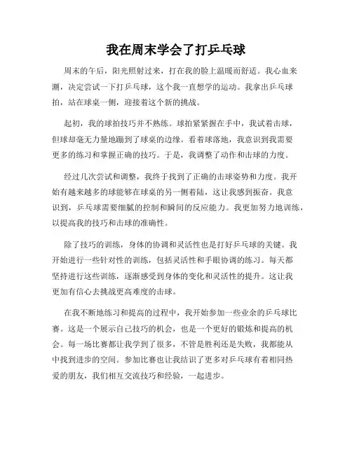 我在周末学会了打乒乓球