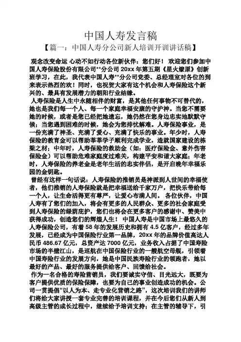 中国人寿发言稿