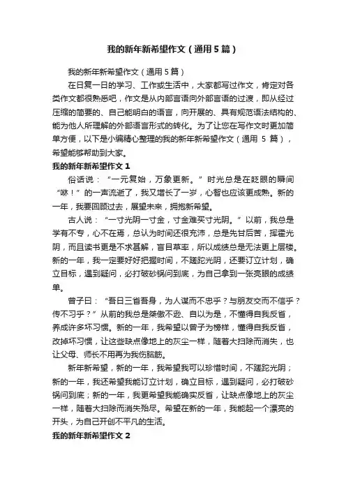 我的新年新希望作文（通用5篇）