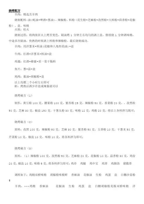烧烤配方火候大全