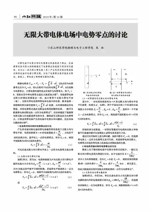 无限大带电体电场中电势零点的讨论