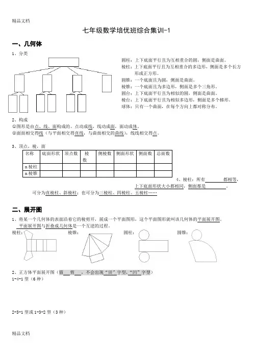 最新七年级-(立体图形、展开图、截面、三视图)资料