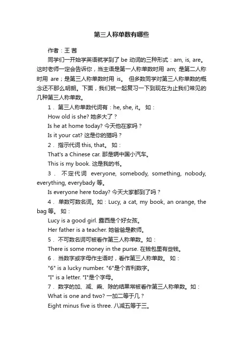 第三人称单数有哪些
