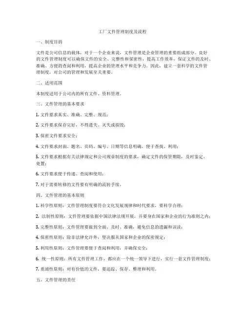 工厂文件管理制度及流程
