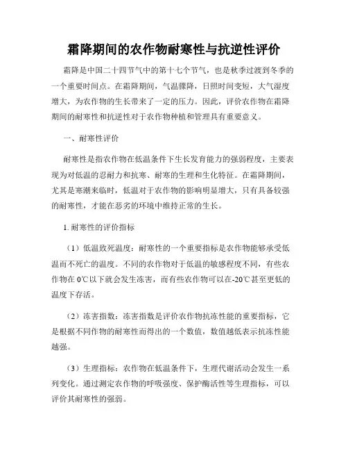 霜降期间的农作物耐寒性与抗逆性评价