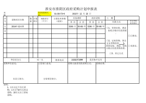 政府采购计划申报表(最新)