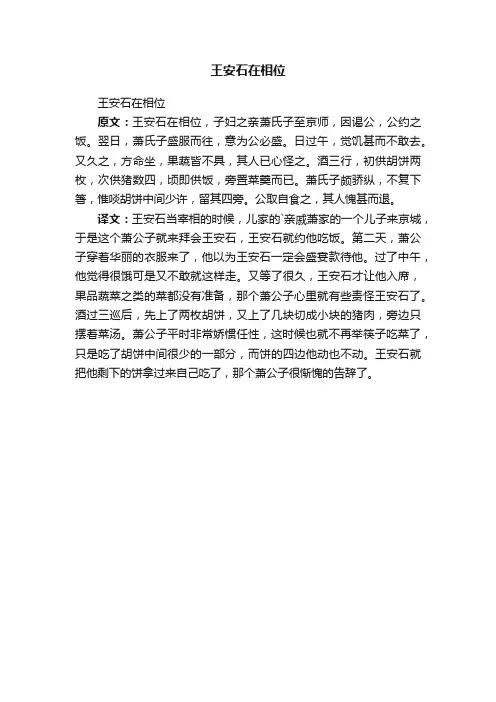 王安石在相位
