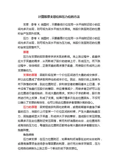 计算股票支撑位和压力位的方法