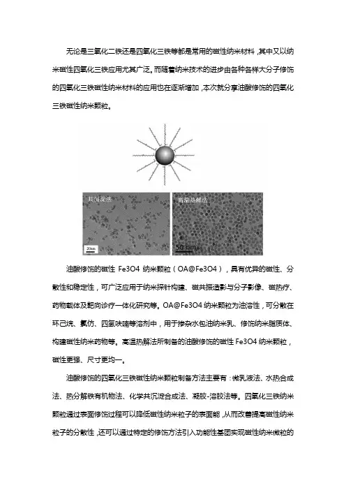 油酸修饰的四氧化三铁磁性纳米颗粒