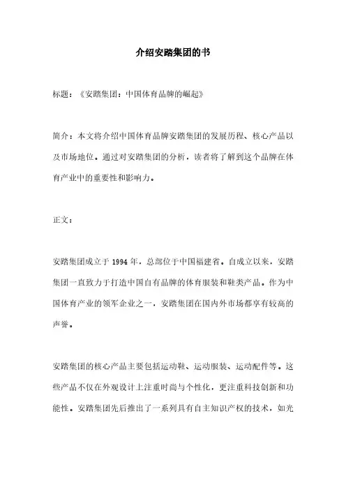 介绍安踏集团的书
